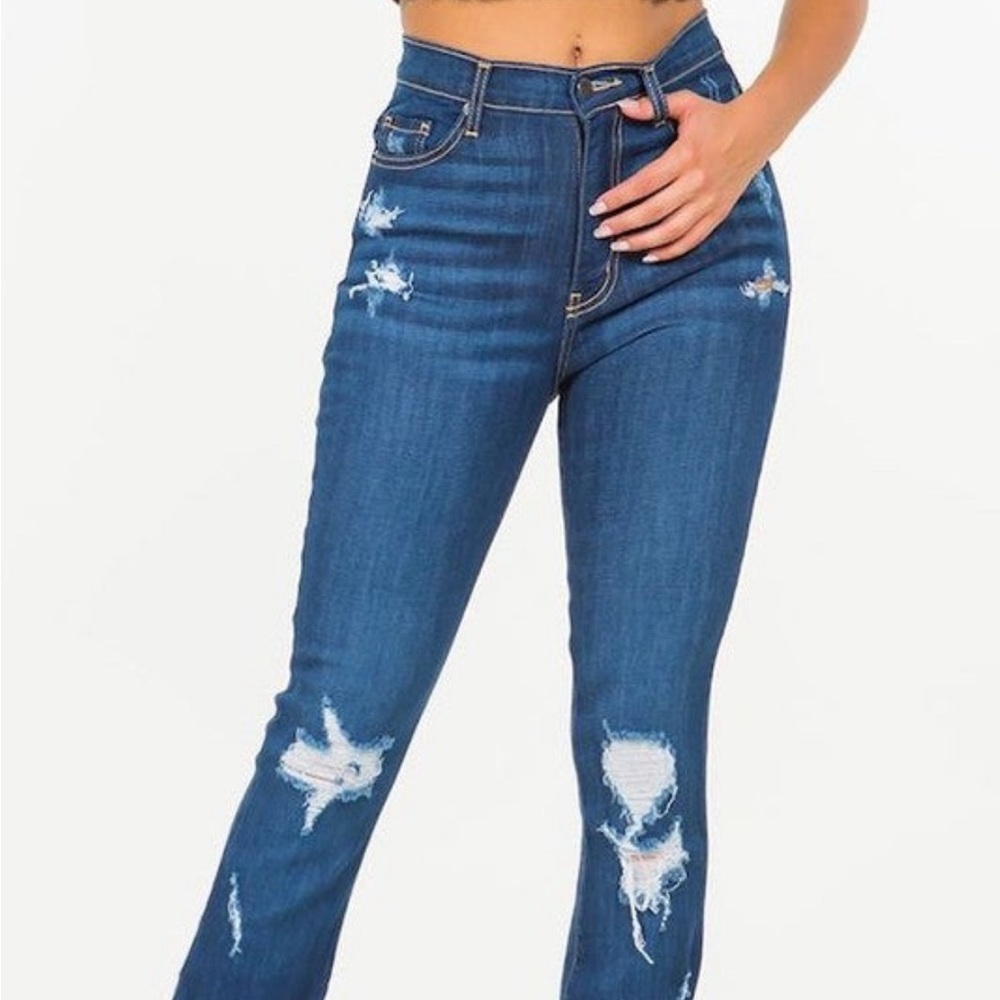 High waisted boot cut jeans